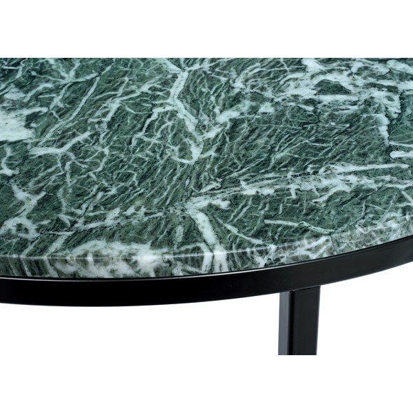 Tmavě zelený mramorový konferenční stolek s černým podnožím RGE Accent, ⌀ 85 cm-image-1
