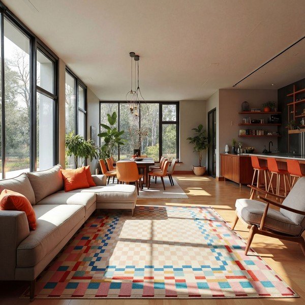 Koberec s příměsí vlny 180x230 cm Checkered Border – Flair Rugs-image-1