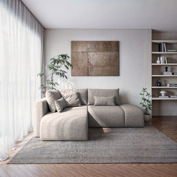 Světle šedá rozkládací rohová pohovka s úložným prostorem (levý roh/s lenoškou) Lumine – Ghado-image-1