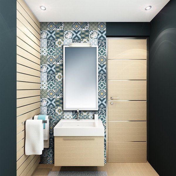 Sada 24 samolepek na stěnu Ambiance Azulejos Rony, 10 x 10 cm-image-1