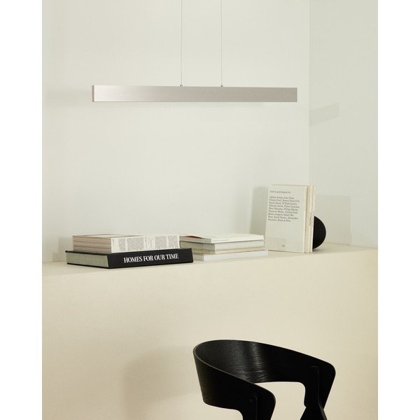 LED závěsné svítidlo ve stříbrné barvě s kovovým stínidlem Boadella – Kave Home-image-1