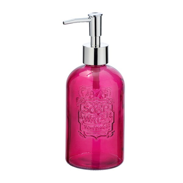Růžový skleněný dávkovač na mýdlo Wenko Vetro, 520 ml