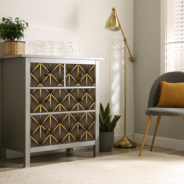 Dekorativní tapeta na nábytek v černo-zlaté barvě Ambiance Draka-image-3