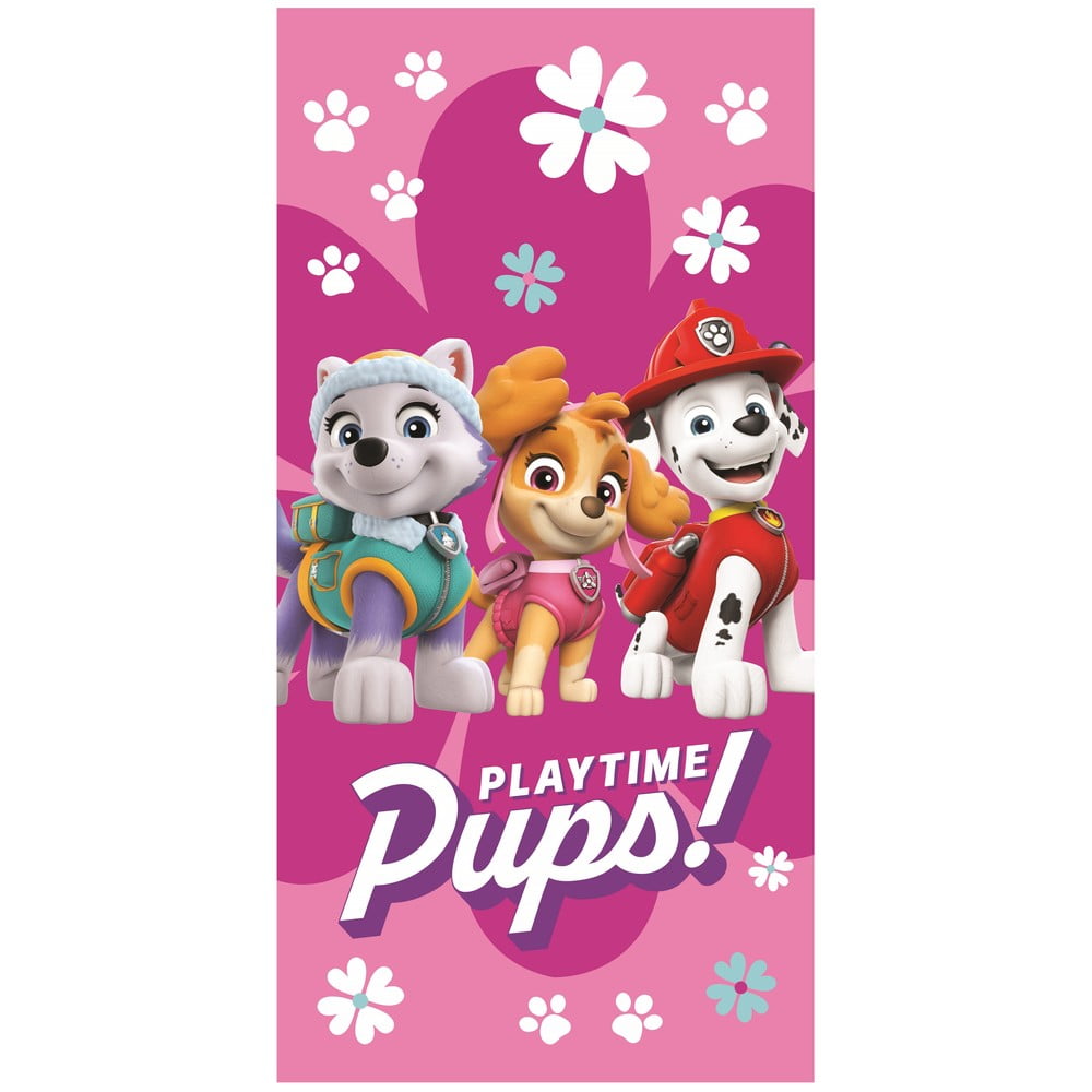 Růžová bavlněná dětská osuška 70x140 cm Paw Patrol – Jerry Fabrics