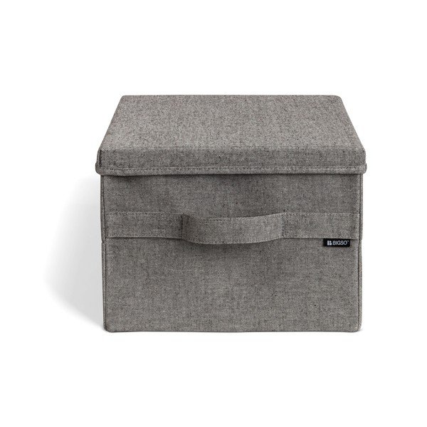 Šedý látkový úložný box s víkem 31x41x22 cm Soft Storage Medium – Bigso