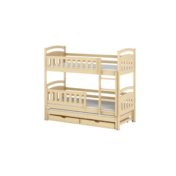 Patrová dětská postel z borovicového dřeva s úložným prostorem a výsuvným lůžkem 70x160 cm Blanka - Lano Meble