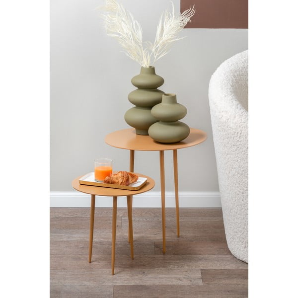 Hořčicově žlutý kovový odkládací stolek Leitmotiv Supreme, ø 42,5 cm-image-1