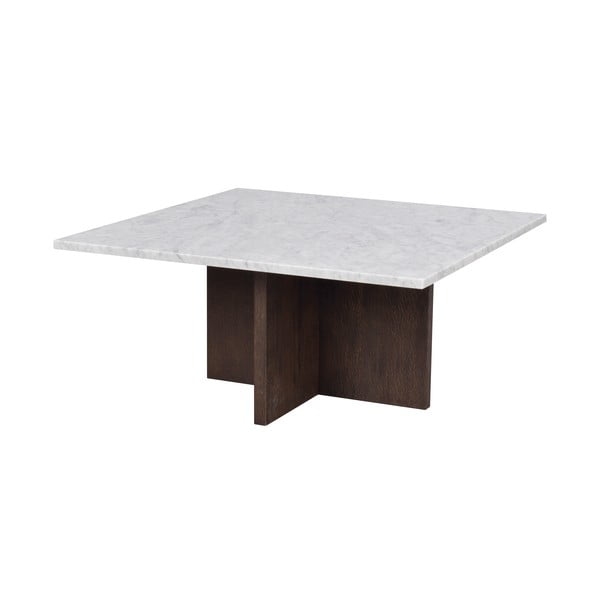 Bílo-hnědý mramorový konferenční stolek 90x90 cm Brooksville - Rowico
