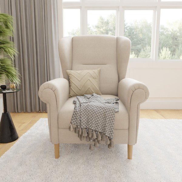 Béžové křeslo ušák Swan – Ropez-image-1