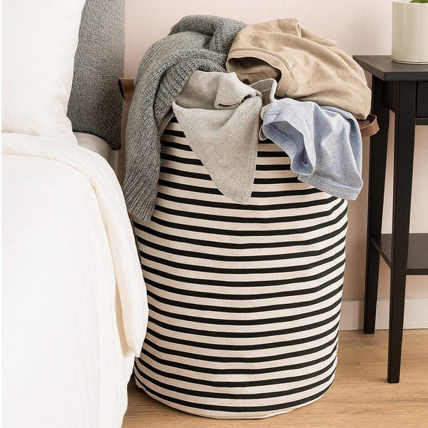 Černobílý látkový koš na prádlo 54 l Stripe – Premier Housewares-image-2
