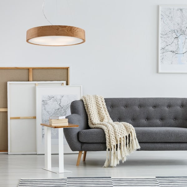 Hnědé závěsné svítidlo se skleněným stínidlem ø 47 cm Eveline – LAMKUR-image-2