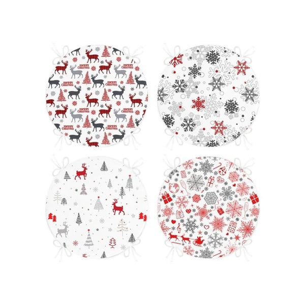 Podsedáky v sadě 4 ks s vánočním motivem ø 40 cm Snowflakes – Mila Home
