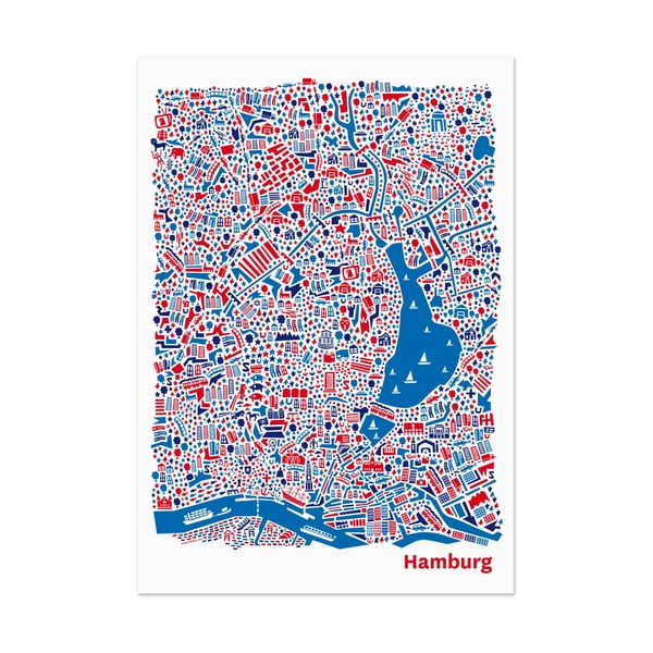 Nástěnná mapa Hamburg, 70x50 cm