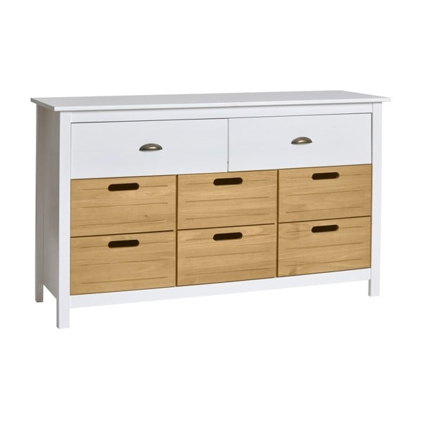 Bílá komoda z masivního borovicového dřeva s 8 zásuvkami Marckeric Ibiza-image-1