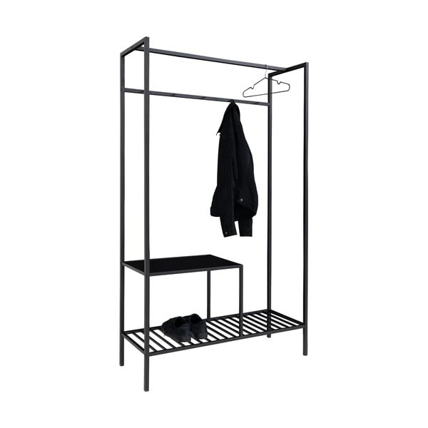 Černý šatní víceúčelový regál se 2 policemi House Nordic Vita, 170 x 101 cm-image-2