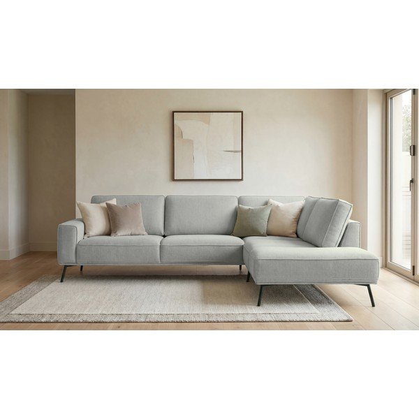 Světle šedá žinylková rohová pohovka (pravý roh/do L) Amsterdam – Scandic-image-1