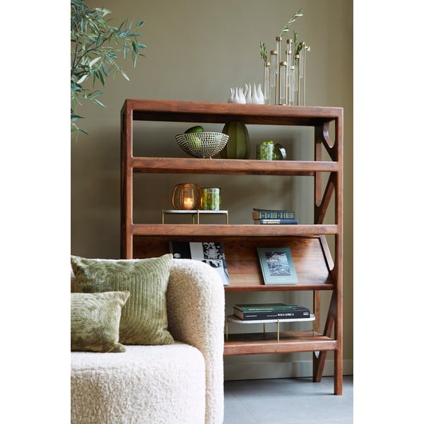 Hnědá knihovna z masivu akácie 120x160 cm Yuki – Light & Living-image-2