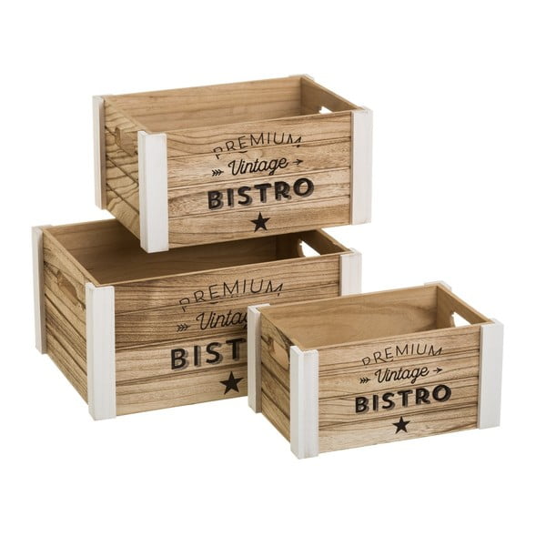 Dekorativní dřevěné úložné boxy v sadě 3 ks – Casa Selección