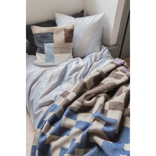 Světle šedo-béžové prodloužené povlečení na dvoulůžko z bavlněného saténu 200x220 cm Diagonal – Mette Ditmer Denmark-image-3