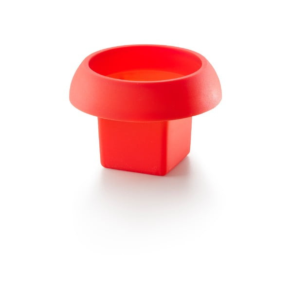 Červená hranatá silikonová formička na vaření vajec v mikrovlnce Lékué Ovo, ⌀ 10 cm-image-1