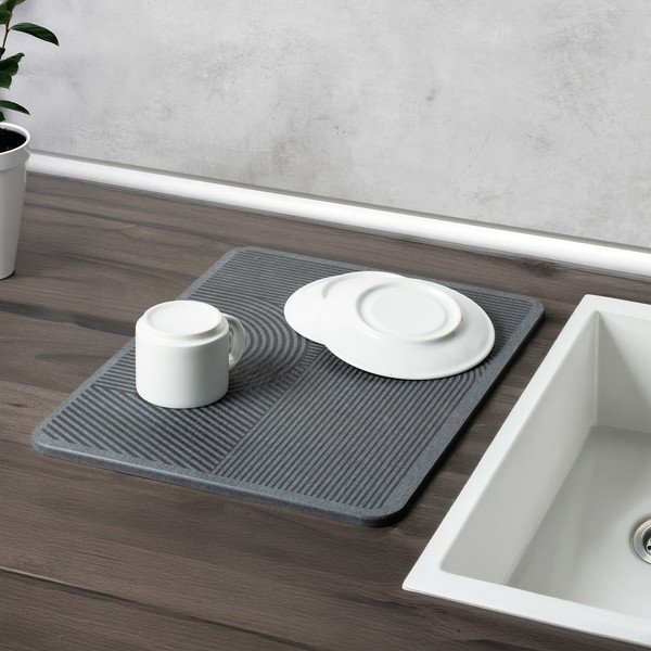 Šedá z křemeliny odkapávací podložka na nádobí 40x30 cm Damon – Wenko-image-1