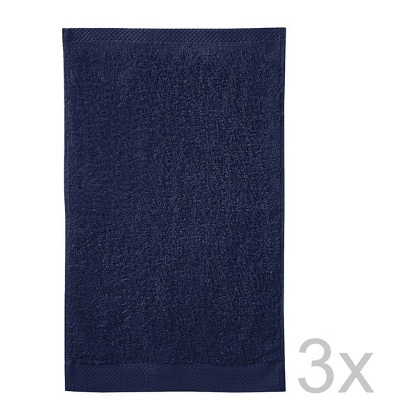Set 3 ručníků Pure Indigo, 30x50 cm