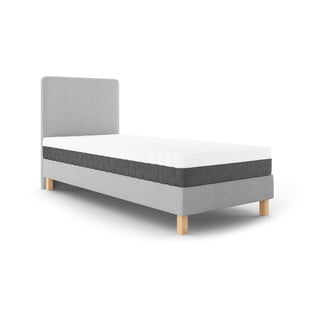 Světle šedá jednolůžková postel Mazzini Beds Lotus, 90 x 200 cm