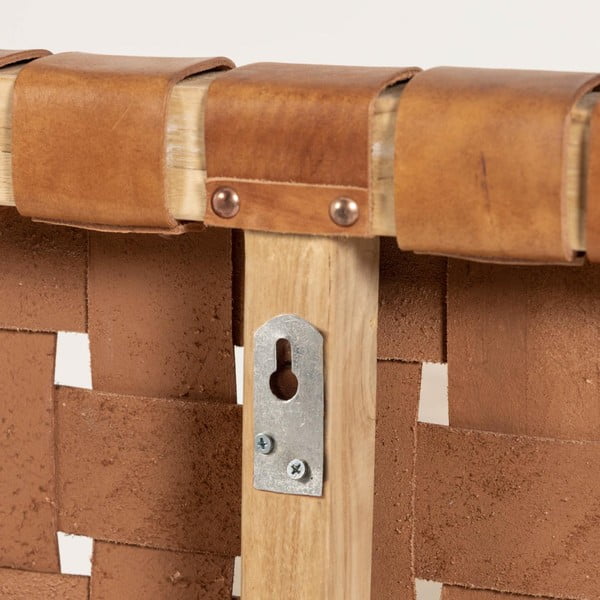 Čelo postele z teakového dřeva a z kůže Kave Home Calixta, 153 x 110 cm-image-3