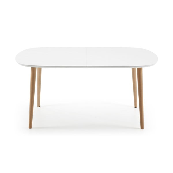 Bílý rozkládací jídelní stůl s bílou deskou 100x160 cm Oqui – Kave Home-image-4
