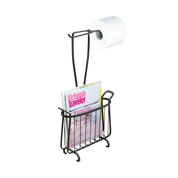 Kovový držák na toaletní papír v bronzové barvě iDesign Axis, výška 61 cm-image-2