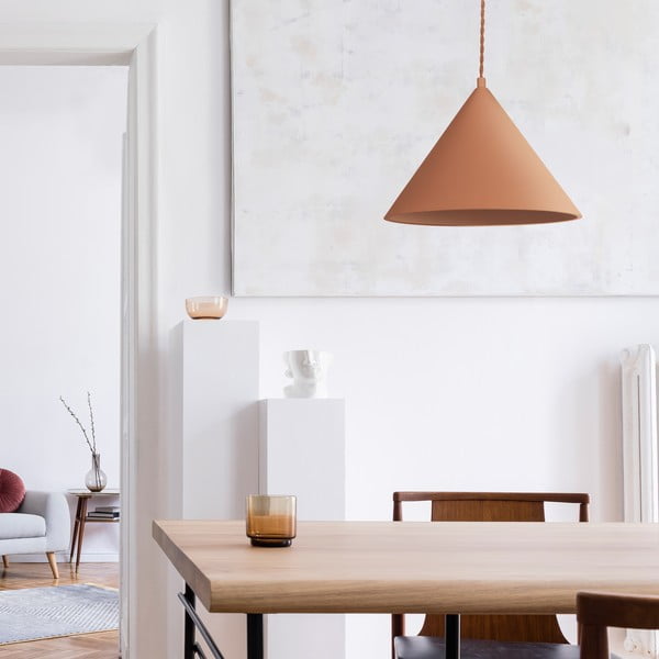 Závěsné svítidlo v cihlové barvě s kamenným stínidlem ø 30 cm Vilma – SULION-image-1
