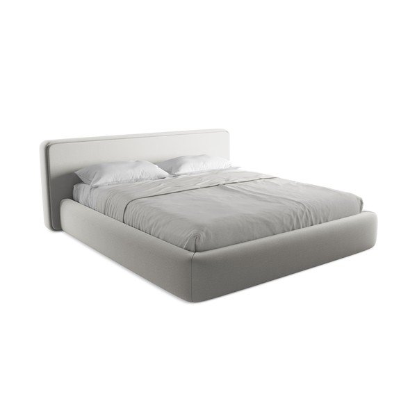 Světle šedá čalouněná dvoulůžková postel s úložným prostorem s roštem 180x200 cm Kiana – Makamii-image-2