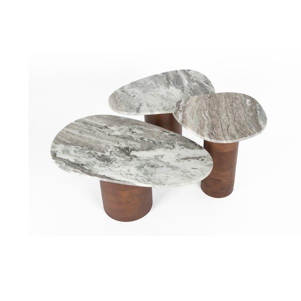 Hnědé/béžové konferenční stolky v sadě 3 ks s mramorovou deskou  41x73 cm Suki – Dutchbone-image-2