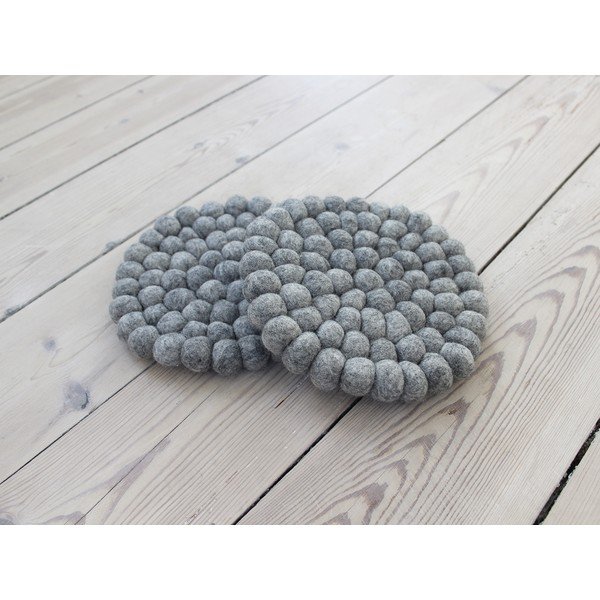 Ocelově šedý kuličkový podtácek z vlny Wooldot Ball Coaster, ⌀ 20 cm