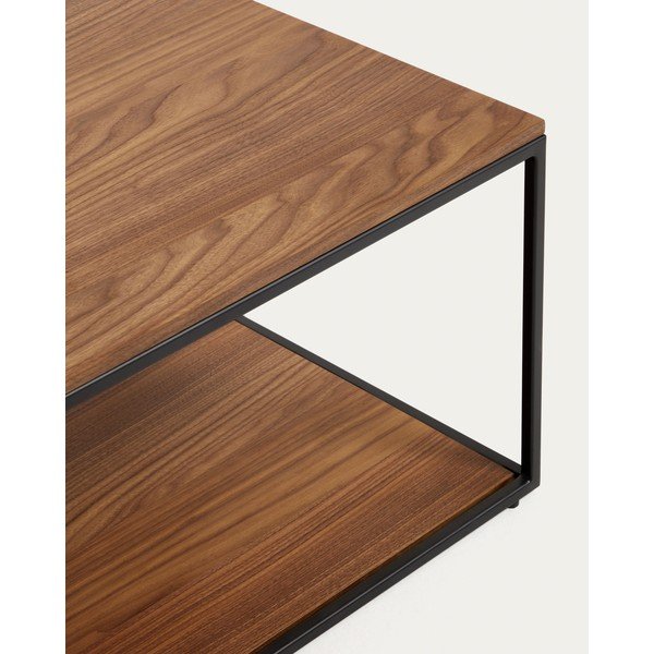 Konferenční stolek v tmavě přírodní barvě s deskou v dekoru ořechového dřeva 60x110 cm Yoana – Kave Home-image-2