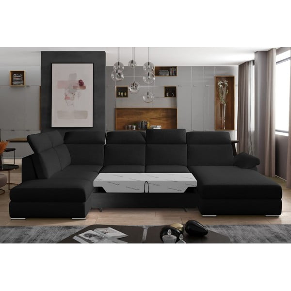 Černá rozkládací rohová pohovka (levý roh/do "U") Evanell – ELTAP-image-2