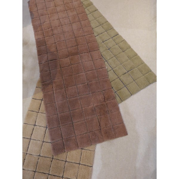 Béžový ručně tkaný vlněný běhoun 80x230 cm Mosaic Sandstone – Lorena Canals-image-3