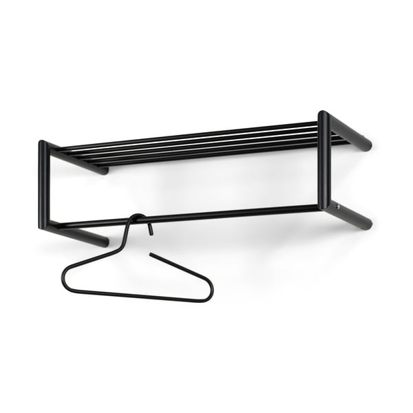 Černý kovový nástěnný věšák s poličkou 80 cm Smooth – Spinder Design-image-2