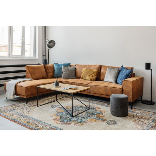 Koňakově hnědá rohová pohovka z imitace kůže (pravý roh) Copenhagen – Scandic-image-1