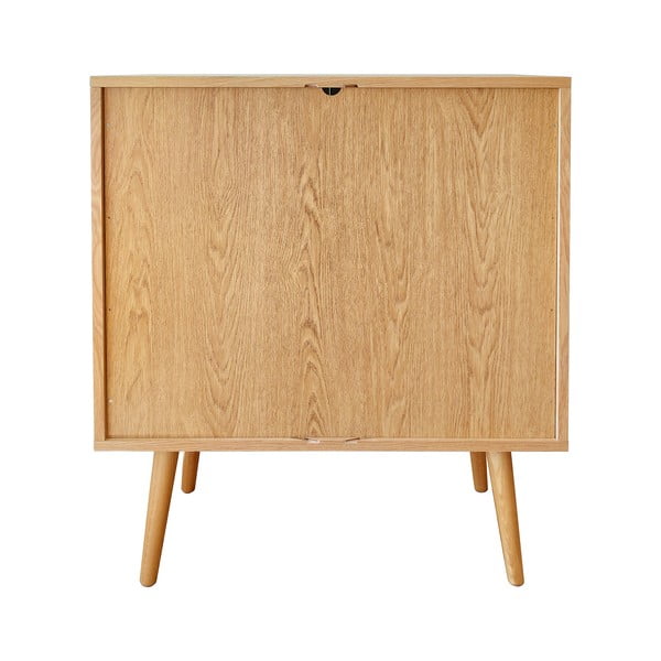Vysoká komoda v dekoru dubu s posuvnými dveřmi v přírodní barvě 83x95 cm Rove – Woodman-image-3