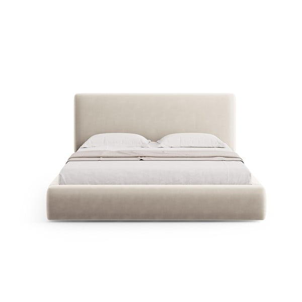 Béžová čalouněná dvoulůžková postel s úložným prostorem s roštem 180x200 cm Colonel – Cosmopolitan Design-image-3