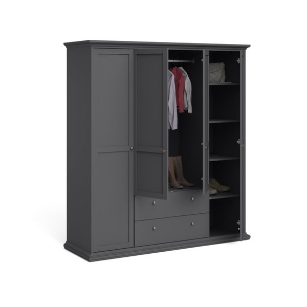 Šedá šatní skříň 181x201 cm Paris – Tvilum-image-3