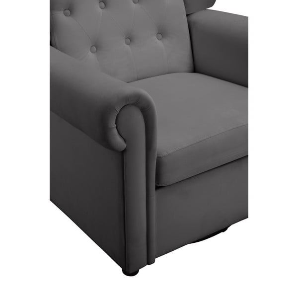 Šedé sametové houpací chesterfield křeslo Lillyse – Støraa-image-1