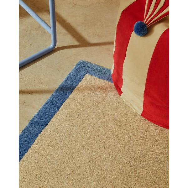 Modro-béžový bavlněný koberec 90x150 cm Nalim – Kave Home-image-2