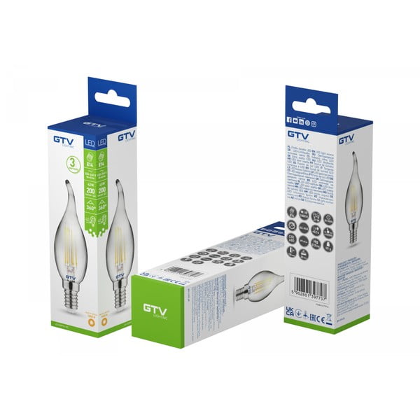 Teplá bílá filamentová žárovka E14, 4 W – GTV-image-1