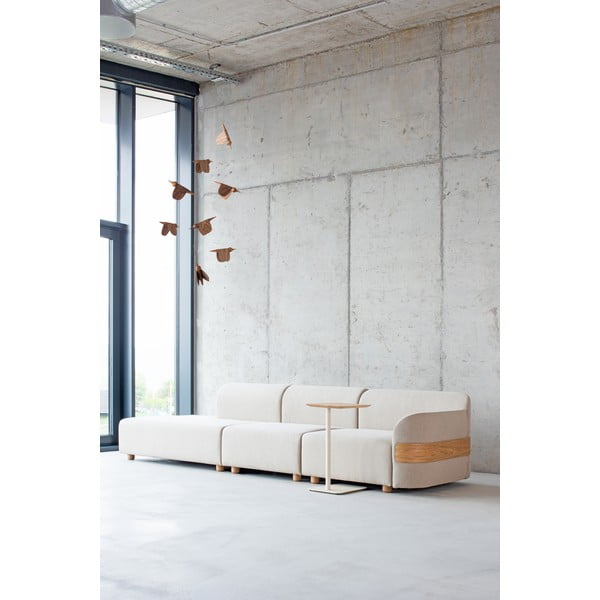 Světle šedý modul pohovky (středový díl) ze směsi vlny a lnu Hugg – Gazzda-image-1