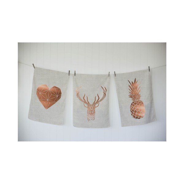Sada 3 utěrek Really Nice Things Copper Hipster