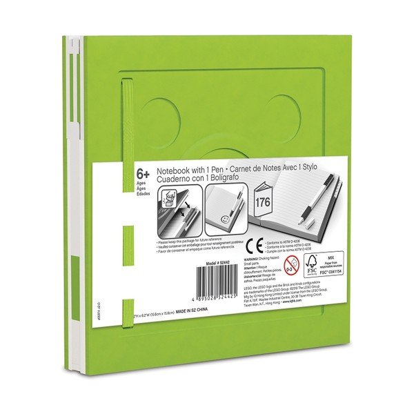 Světle zelený čtvercový zápisník s gelovým perem LEGO®, 15,9 x 15,9 cm-image-2