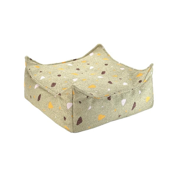 Zelený dětský sedací vak z textilie bouclé/žinylkový Terrazzo Square – Wigiwama