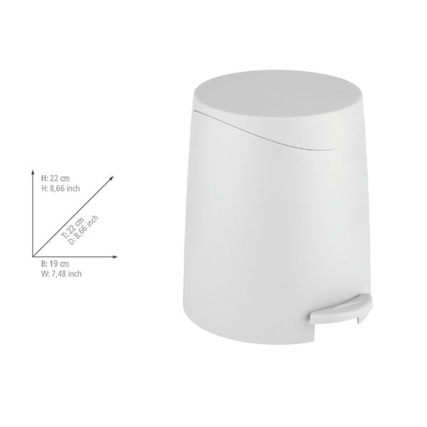 Bílý nášlapný plastový odpadkový koš 3 l Portes – Allstar-image-3